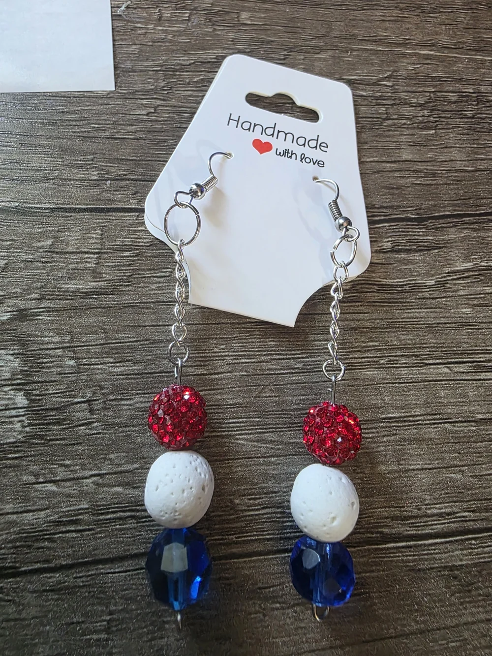 Styleandstone Handmade Red White & Blue Dangle Earrings